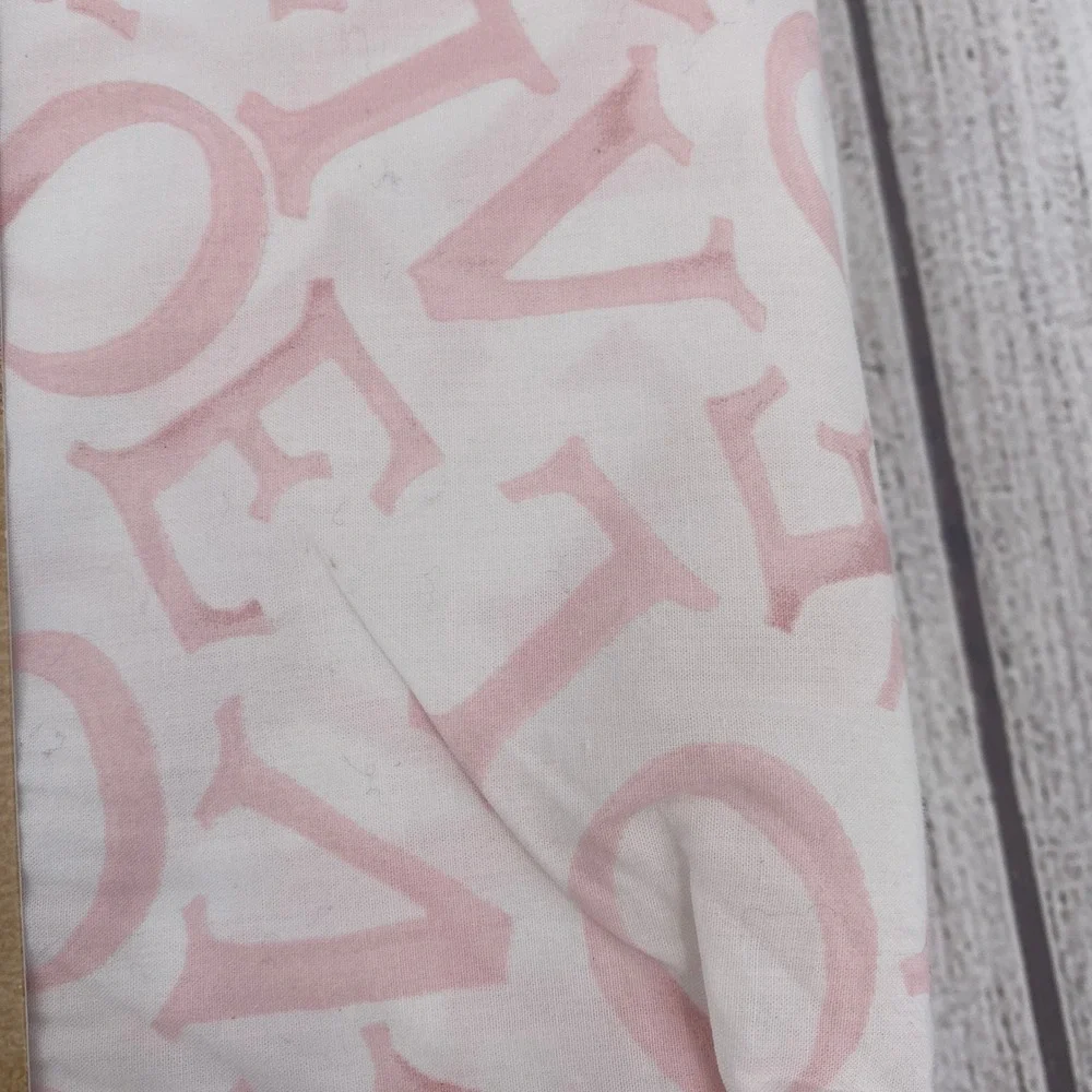 Emma Bridgewater Sheet Set QUEEN Love Pink 100% Cotton Percale Script Pastel